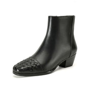 Isyou ibeauty Leather Braided Ankle Boots Short Boots Y2630 Boots Y2630 Black US5/EU34 Leather lining