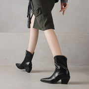 Women's Genuine Leather Western Ankle Boots Y2751 Boots Y2751