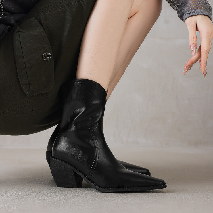 Women's Genuine Leather Western Ankle Boots Y2751 Boots Y2751