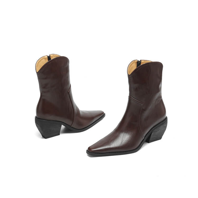 Women's Genuine Leather Western Ankle Boots Y2751 Boots Y2751