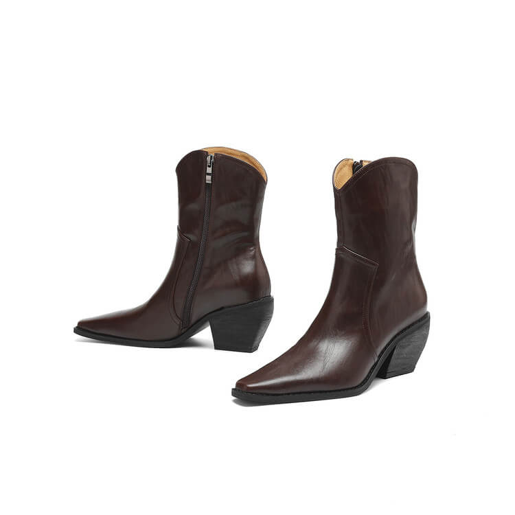 Women's Genuine Leather Western Ankle Boots Y2751 Boots Y2751