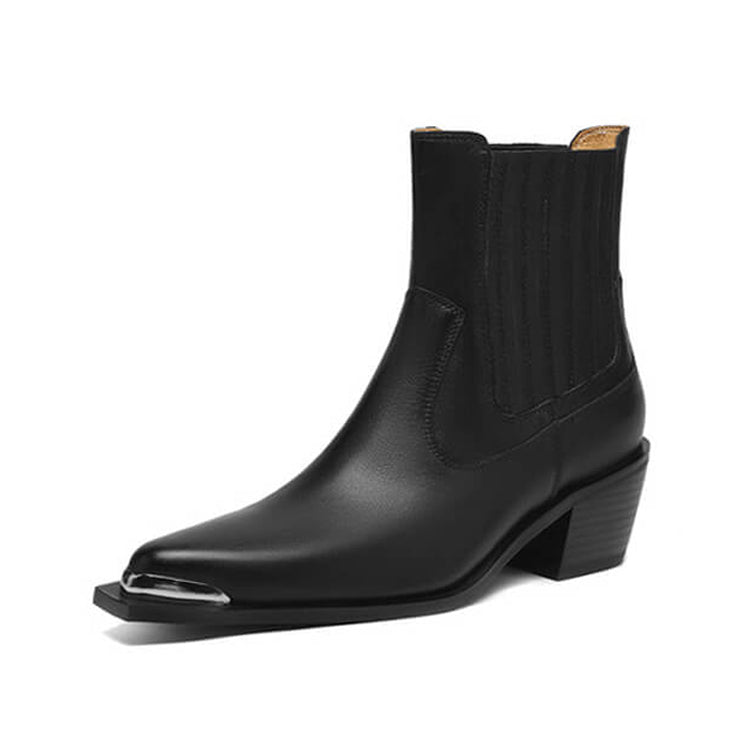 Women’s Handmade Leather Ankle Boots with Metal Tip Y2750 Boots Y2750 Black Leather lining US5/EU34