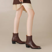 Women’s Handmade Leather Ankle Boots with Metal Tip Y2750 Boots Y2750