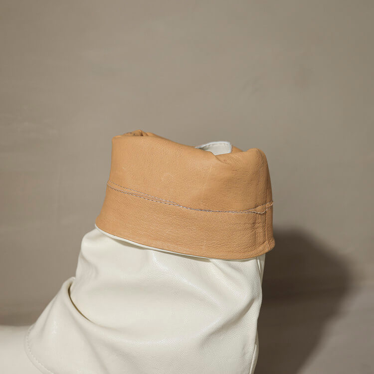 Pointed Toe Cowhide Mid-Calf Boots with Metallic Cut-Out Design Y2758 Boots Y2758