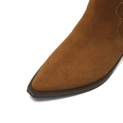 Women's Suede Western Short Boots – Slip-On Ankle Boots Y2745 Boots Y2745