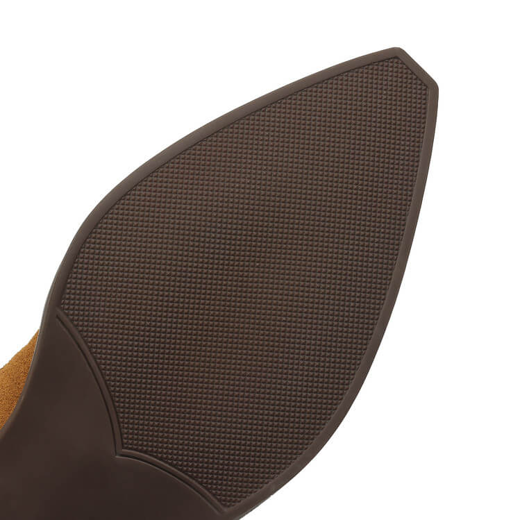 Women's Suede Western Short Boots – Slip-On Ankle Boots Y2745 Boots Y2745