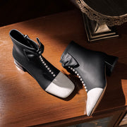 Women's Bow Detai Block Low Heel Ankle Boots Y2739 Boots Y2739