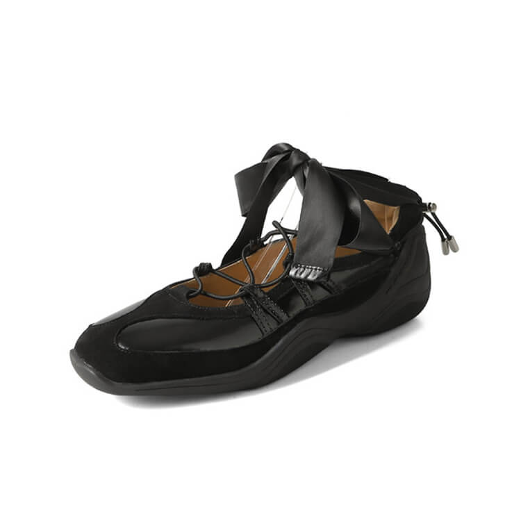 Casual Athletic Lace-Up Loafer with Cushioned Sole Y2735 Loafers Y2735 Black US5/EU34