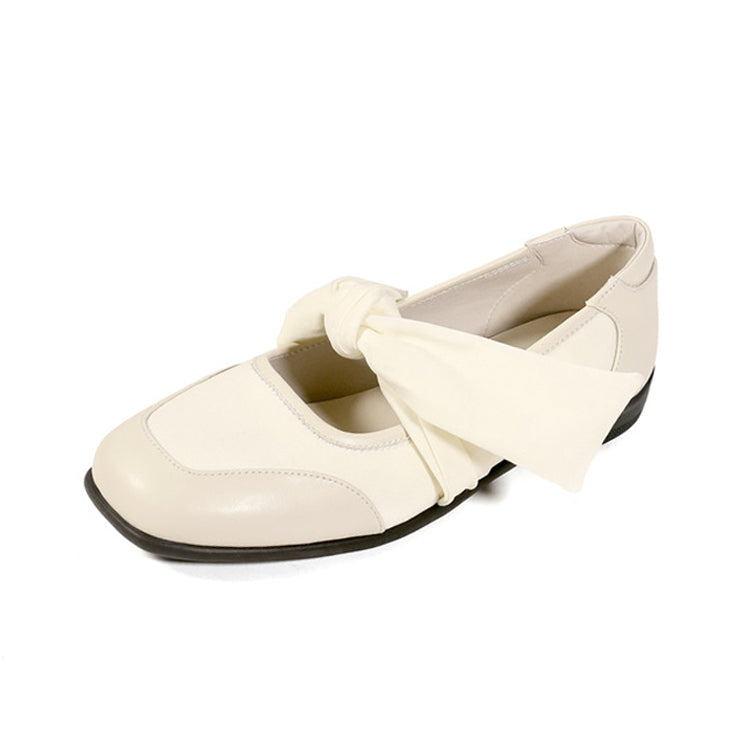 Oversized Bow Leather Mary Jane Pumps Y2877