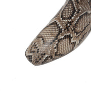 Isyou ibeauty Snake-Print Leather Square-Toe Ankle Boots Y2744 Boots Y2744