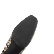 Isyou ibeauty Snake-Print Leather Square-Toe Ankle Boots Y2744 Boots Y2744