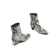Isyou ibeauty Snake-Print Leather Square-Toe Ankle Boots Y2744 Boots Y2744