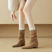 Women's Suede Slouch Mid-Calf Boots – Pointed Toe Comfortable Fall Winter Ankle Boots Y2748 Boots Y2748