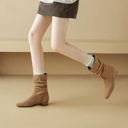 Women's Suede Slouch Mid-Calf Boots – Pointed Toe Comfortable Fall Winter Ankle Boots Y2748 Boots Y2748