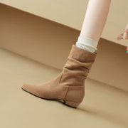 Women's Suede Slouch Mid-Calf Boots – Pointed Toe Comfortable Fall Winter Ankle Boots Y2748 Boots Y2748