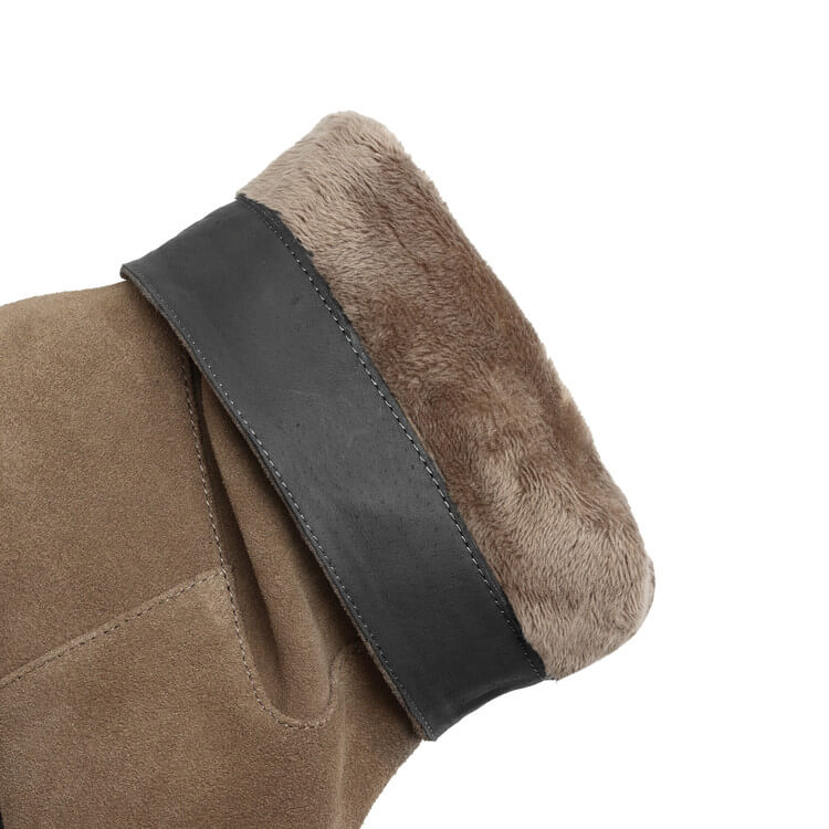 Women's Suede Slouch Mid-Calf Boots – Pointed Toe Comfortable Fall Winter Ankle Boots Y2748 Boots Y2748