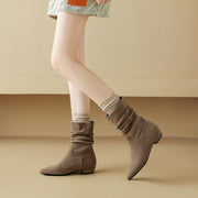 Women's Suede Slouch Mid-Calf Boots – Pointed Toe Comfortable Fall Winter Ankle Boots Y2748 Boots Y2748