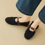Handmade Wool Blend Mary Jane Flats – Warm Fleece-Lined Winter Shoes Y2754 Flats Y2754