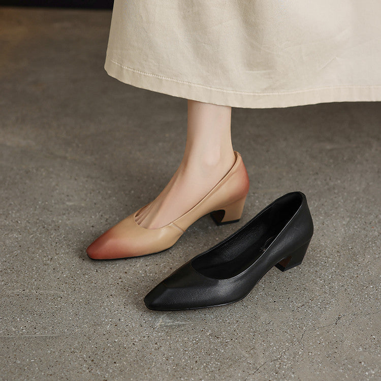 Minimal Washed Leather Pumps Y2786