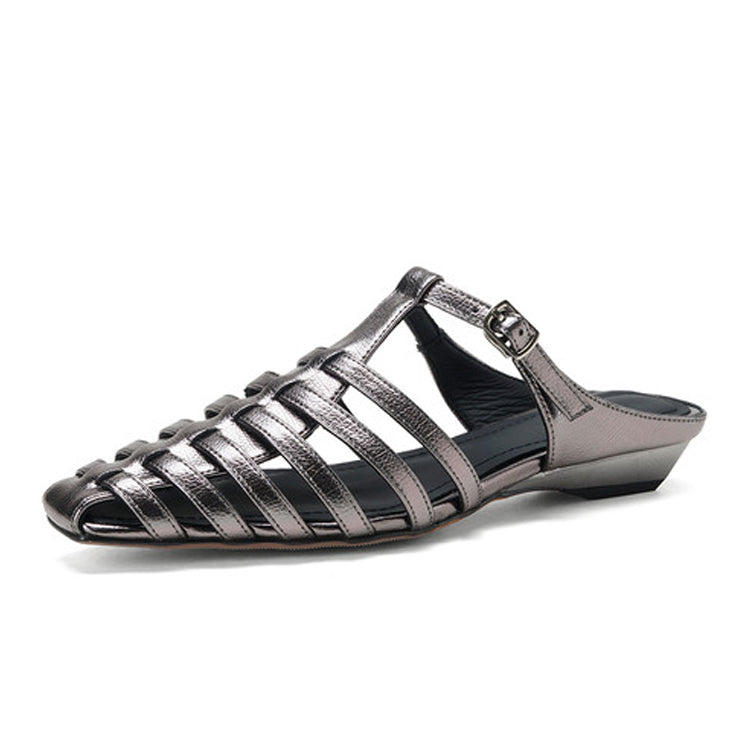 Metallic Sheepskin Fisherman Mules Y2813