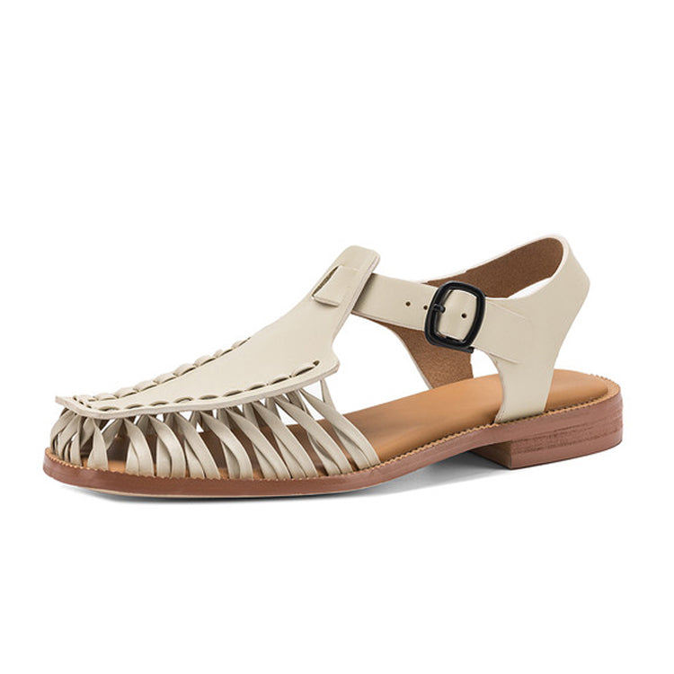 Square Toe Woven Leather Fisherman Sandals Y2799
