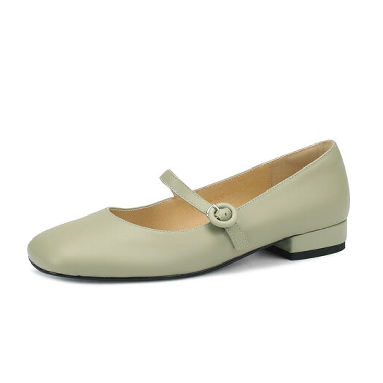 Minimalist Leather Mary Jane Flats Y2846