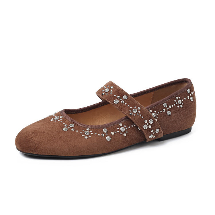 Crystal-Embellished Mary Jane Flats Y2873