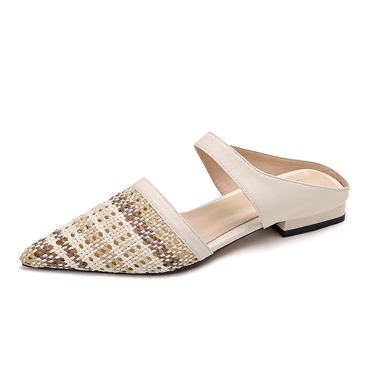 Pointed-Toe Handwoven Mule Flats in Sheepskin Y2857
