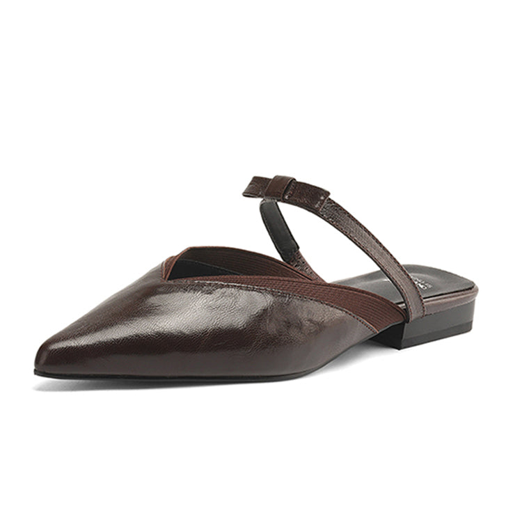 Elegant Pointed-Toe Sheepskin Mules Y2866