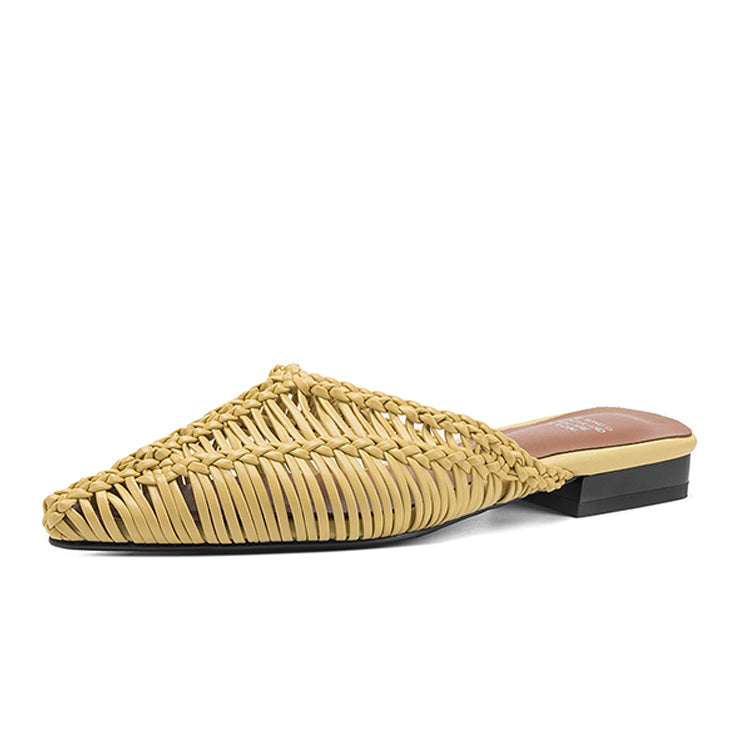 Handwoven Natural Fiber Summer Mule Flats Y2850