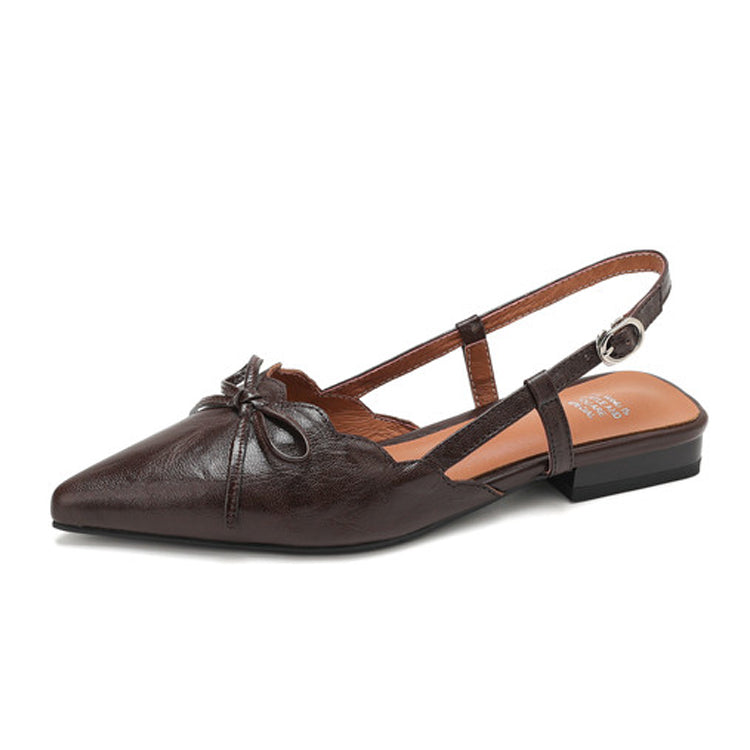 Soft Sheepskin Bow Slingback Flats Y2852
