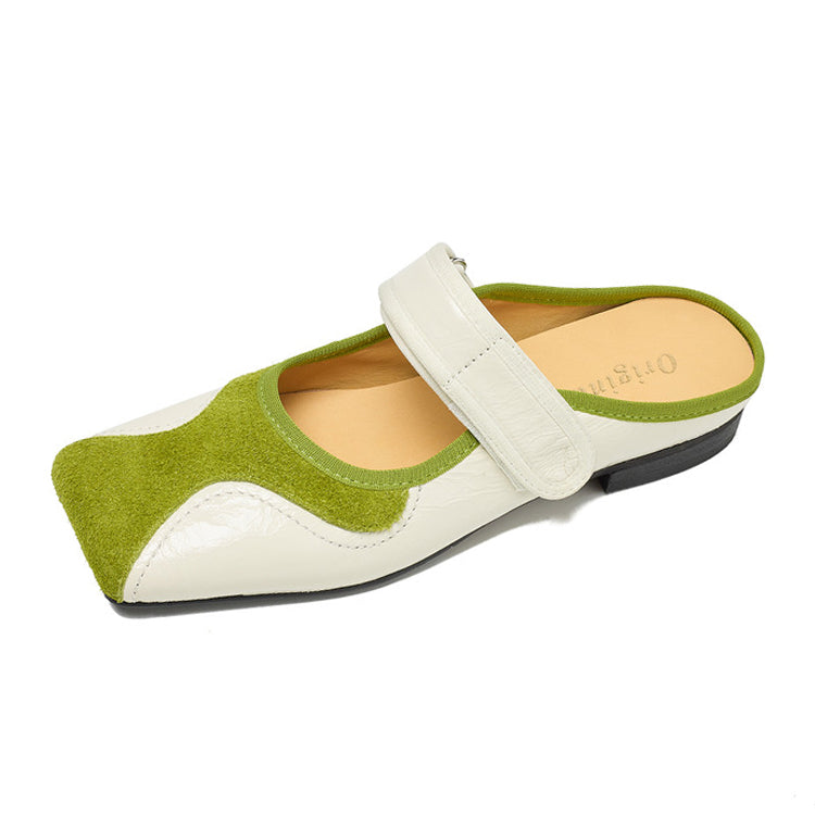 Wave-Panel Leather Mary Jane Mules Y2883
