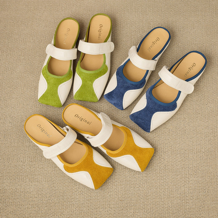 Wave-Panel Leather Mary Jane Mules Y2883