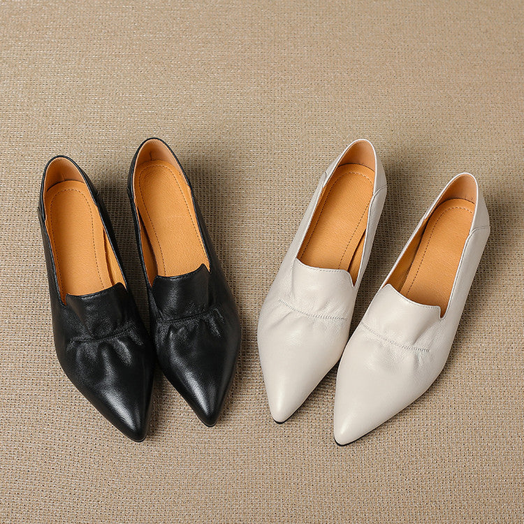 Pointed-Toe Sheepskin Loafers with Sculptural Heel Y2849
