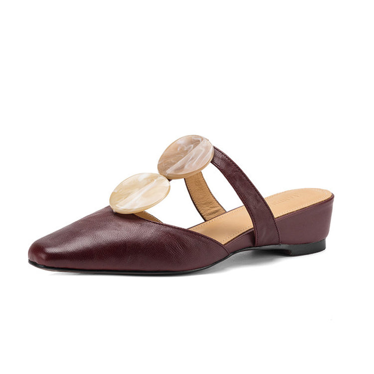 Sheepskin Mules with Statement Resin Buckle Y2809