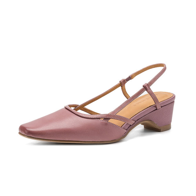 Strappy Leather Slingback Pumps Y2841