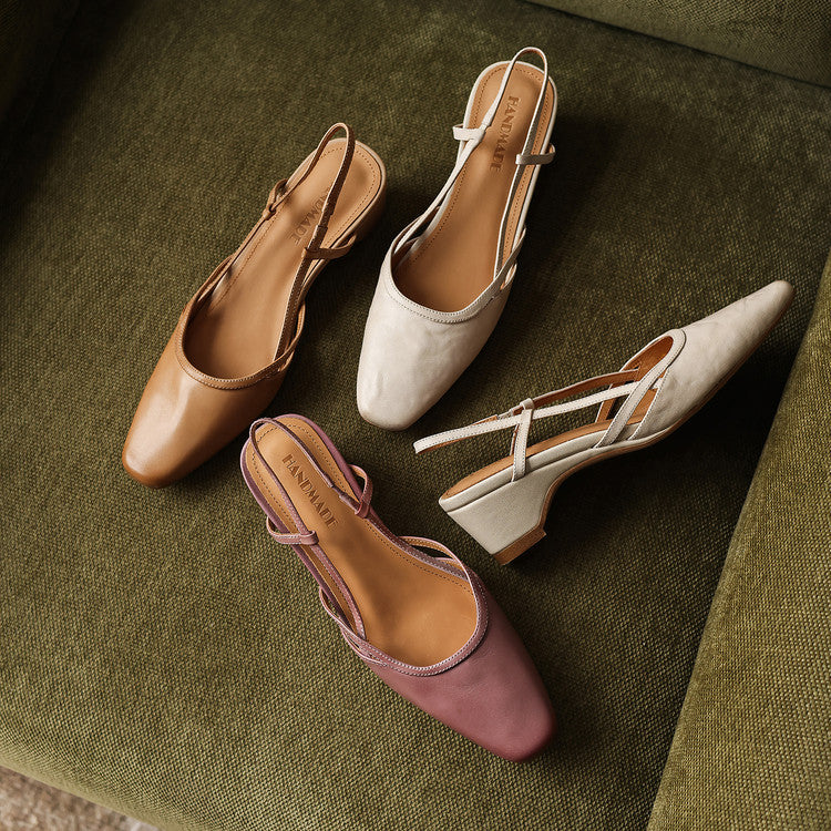 Strappy Leather Slingback Pumps Y2841