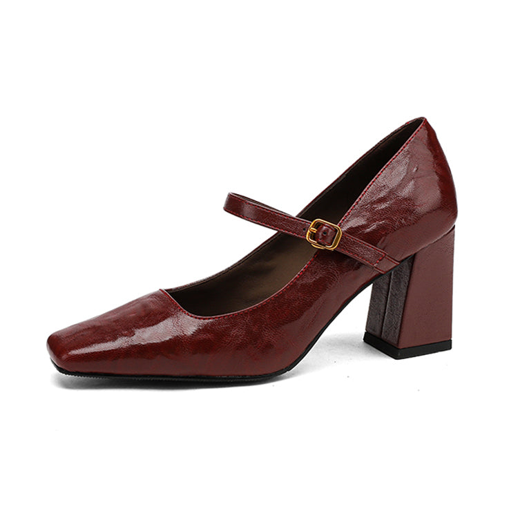 Sheepskin Block Heel Mary Janes Y2891