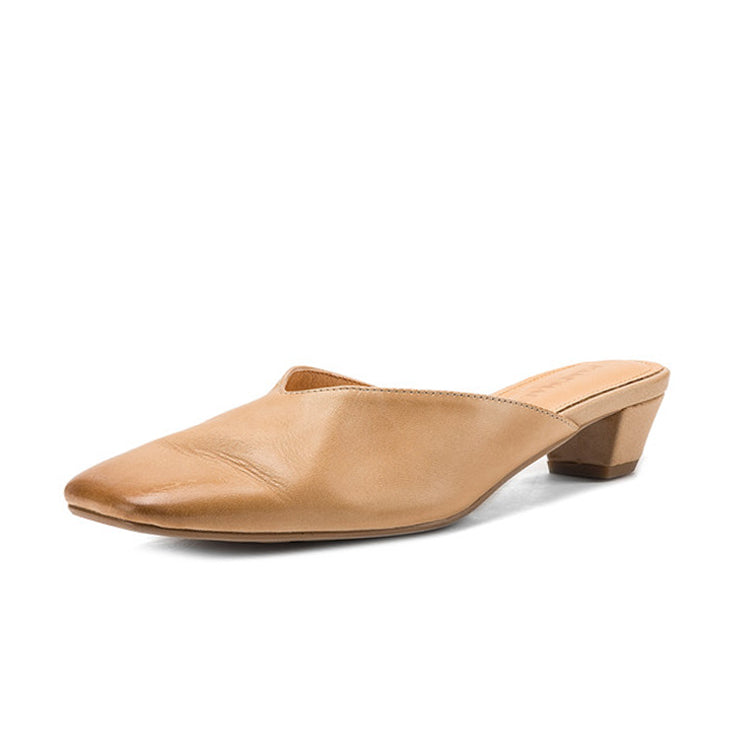 Minimalist Leather Mule Heels Y2838