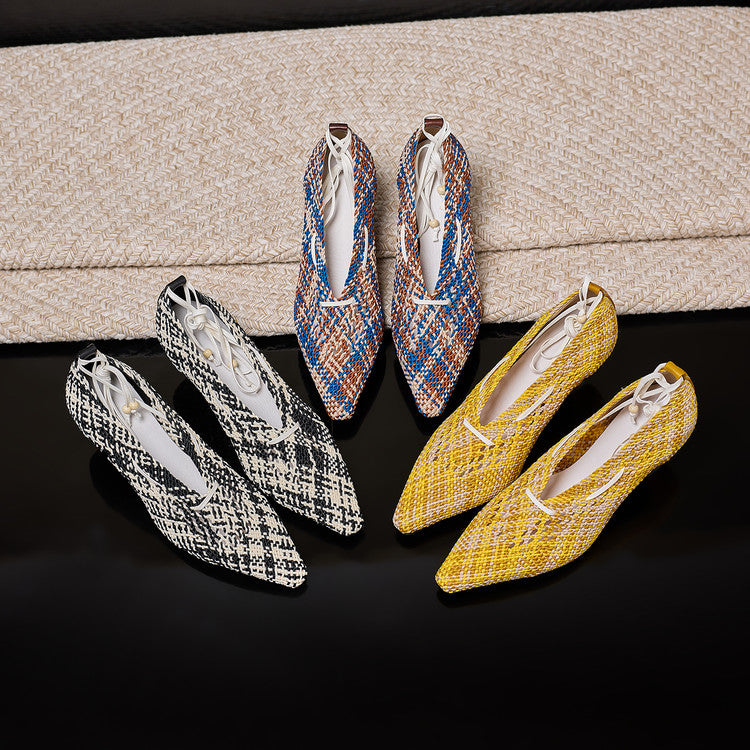 Woven Ankle-Tie Pumps with Sculpted Kitten Heel Y2881