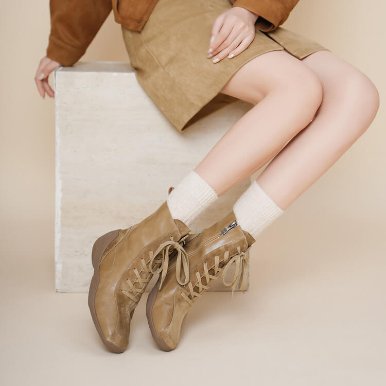 Square-Toe Leather German Army Trainer (GAT) Ankle Boots Y2763 Boots Y2763