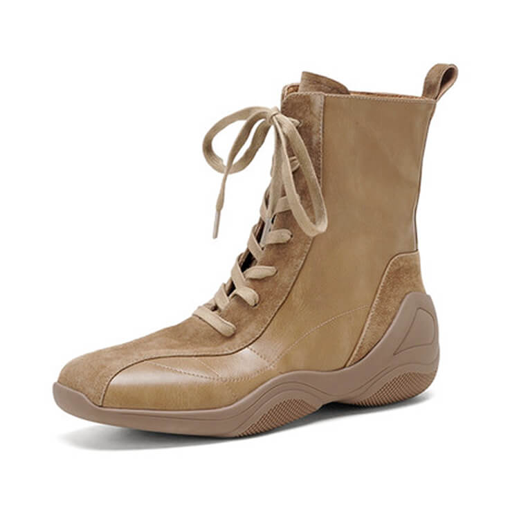 Square-Toe Leather German Army Trainer (GAT) Ankle Boots Y2763 Boots Y2763 Camel Leather lining US5/EU34