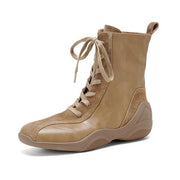 Square-Toe Leather German Army Trainer (GAT) Ankle Boots Y2763 Boots Y2763 Camel Leather lining US5/EU34