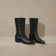 Foldable Genuine Leather Mid-Calf Boots with Snap Buttons Y2759 Boots Y2759