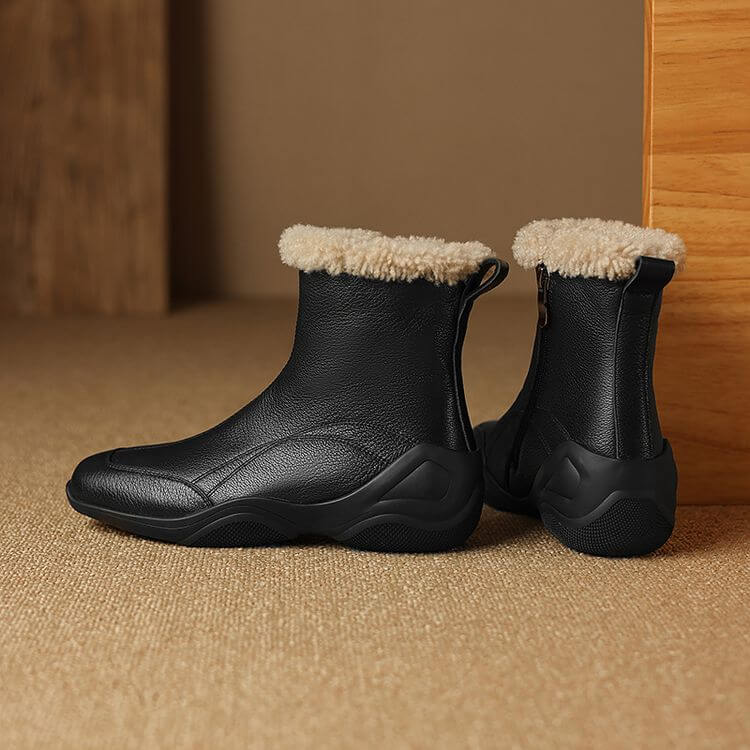 Women's Square-Toe Shearling Ankle Boots Y2764 Boots Y2764
