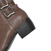 Women's Square-Toe Ankle Boots with Double Buckles | Genuine Leather Y2752 Boots Y2752