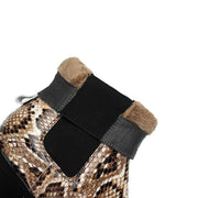 Women’s Snake-Print Leather Pointed-Toe Ankle Boots Y2743 Boots Y2743