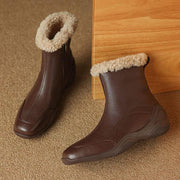Women's Square-Toe Shearling Ankle Boots Y2764 Boots Y2764