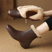 Women's Square-Toe Shearling Ankle Boots Y2764 Boots Y2764