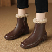 Women's Square-Toe Shearling Ankle Boots Y2764 Boots Y2764